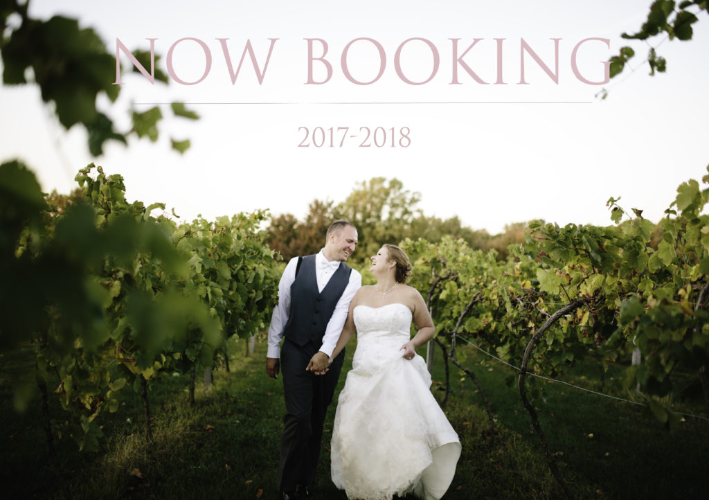 Bride and groom walking through a vineyard in Pennsylvania wedding