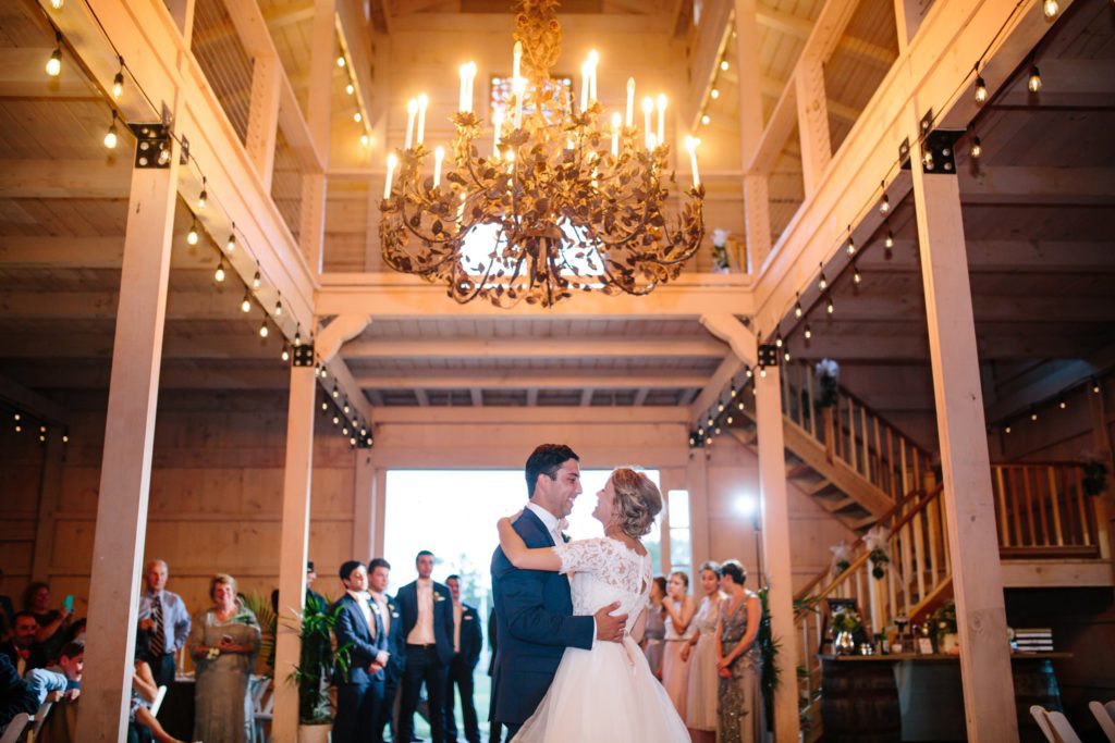 bride and groom dance their first dance at Edel Haus Farms in NJ