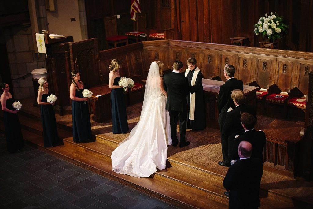 bride and groom get married at bryn mawr presbyterian church
