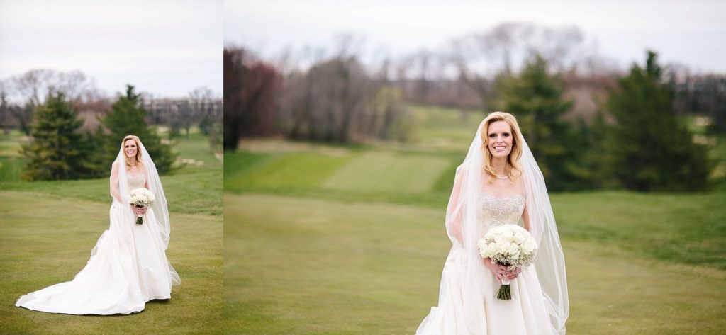 bridal portraits at Gulph Mills Golf Club outside of Philadelphia for her spring wedding