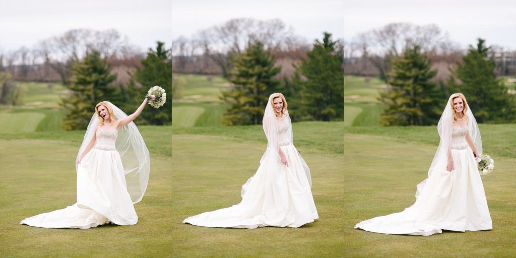 bridal portraits at Gulph Mills Golf Club outside of Philadelphia for her spring wedding