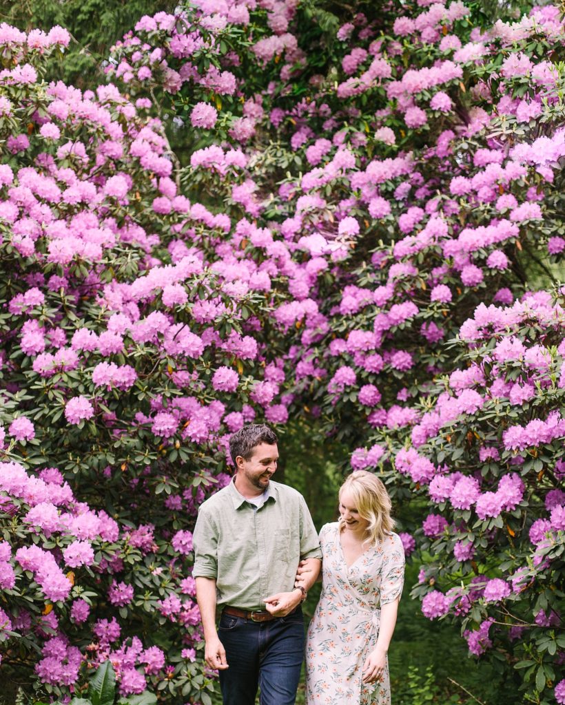 spring engagement session in a garden in downingtown pennsylvania