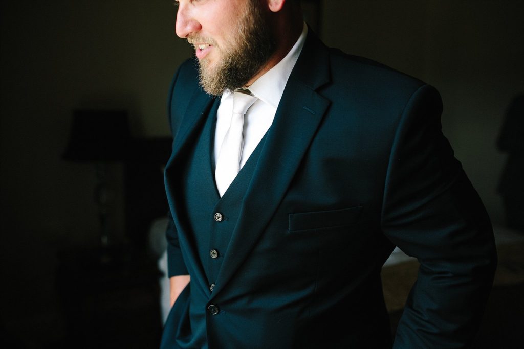 groom gets ready on his wedding day at the historic hotel bethlehem in lehigh valley PA