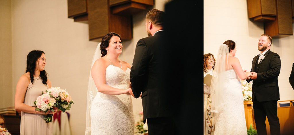 bride and groom exchange vows at their downtown bethlehem wedding in lehigh valley