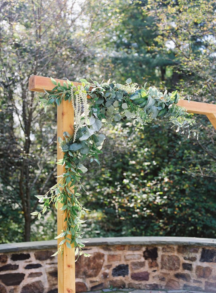 handmade wedding arch at Grace winery in glen mills PA
