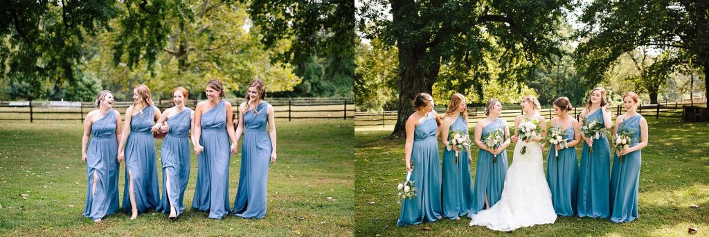 bride and bridesmaids share some laughs at Grace Winery