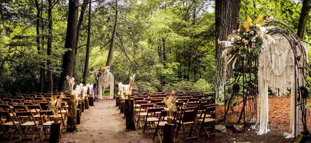 boho wedding in the woods at pump house b&b in bloomsburg, PA