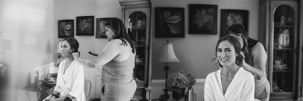 bride gets ready on her wedding day in Bucks county PA