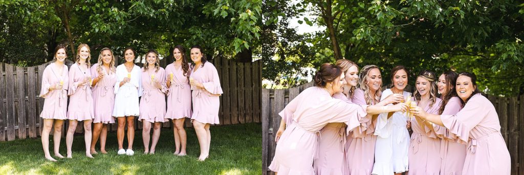 bride and bridesmaids get ready in bucks county pA