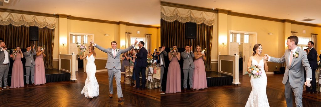 bride and groom are introduced at their wedding reception at Belle Voir Manor at Pen Ryn Estate