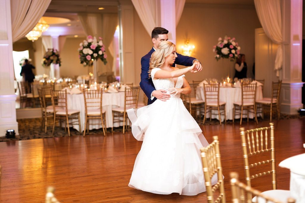 bride and groom share a private first dance at their wedding at william penn inn